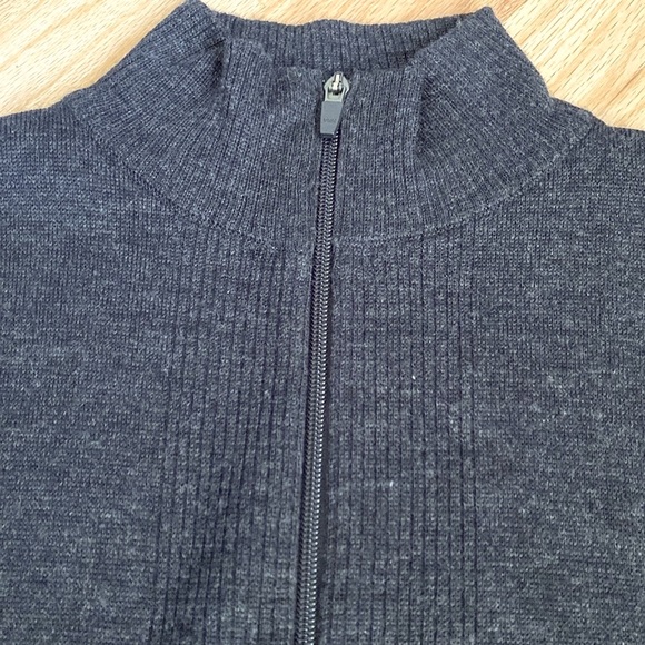 Zara Mens M Wool blend Cardigan Sweater Jacket Charcoal Zip up Preppy Academia - Picture 3 of 6